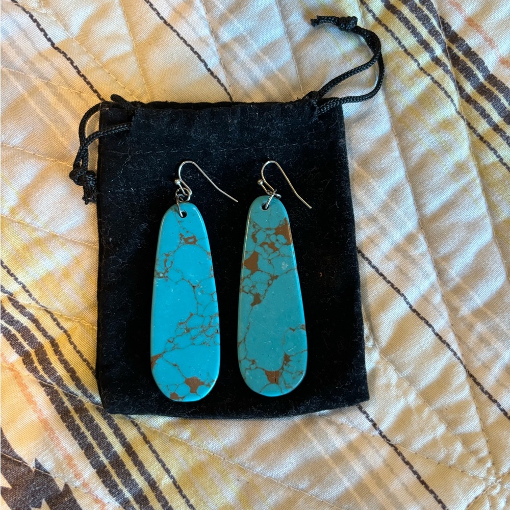 Turquoise slab earrings